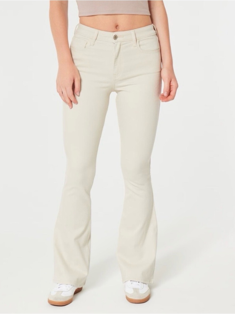 Hollister High-Rise Flare Soft Stretch Cream Off-White Jeans